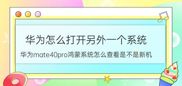 华为怎么打开另外一个系统 华为mate40pro鸿蒙系统怎么查看是不是新机？